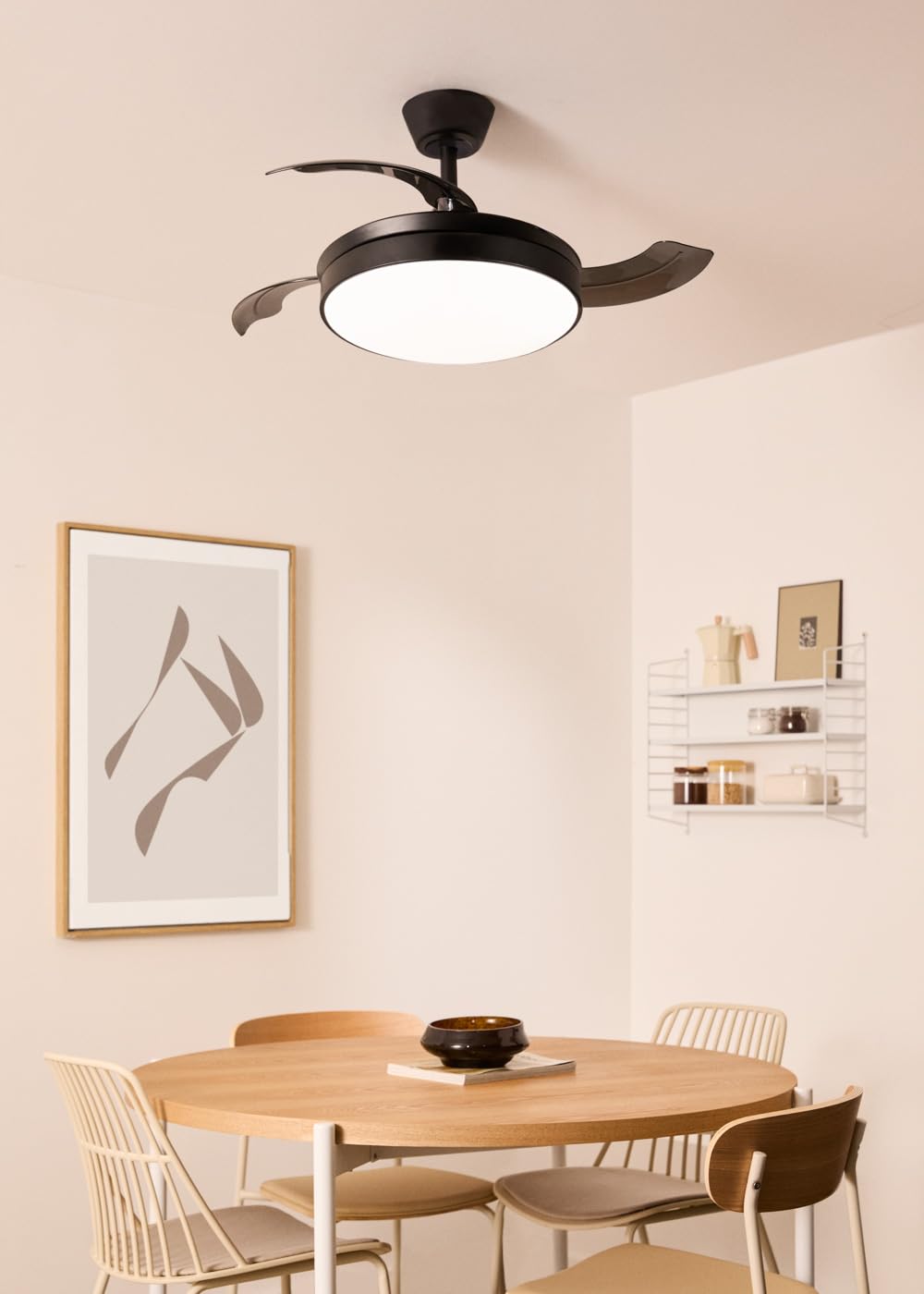 CREATE / WIND CLEAR S/Ventilateur de plafond avec lumière noir avec télécommande / 40W, Ø91 cm, minuterie, pales rétractables, 3 températures de lumière, fonction été-hiver