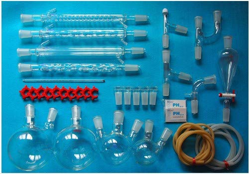 GOWE kit de cristalería de laboratorio, con juntas 24/40, DES244003, vidrio borosilicato, Nueva química avanzada