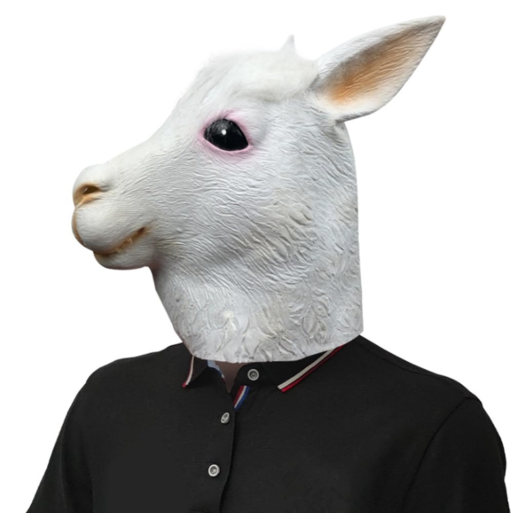Maska na głowę z alpaki, kostium na Halloween, zabawne maski na całą twarz, zwierzę, lateks, cosplay, przebranie, rekwizyty
