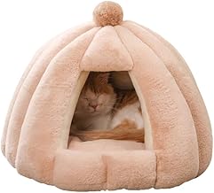 Cat House, Cat Bed, Pet Bed, Winter, Warm, Fluffy, For Cats, For Small Dogs, Cat House, Cushion, Sleeping, Pet House, Winter Cold Protection, Soft Cage, For Winter, Warm Rest Area (Beige B)