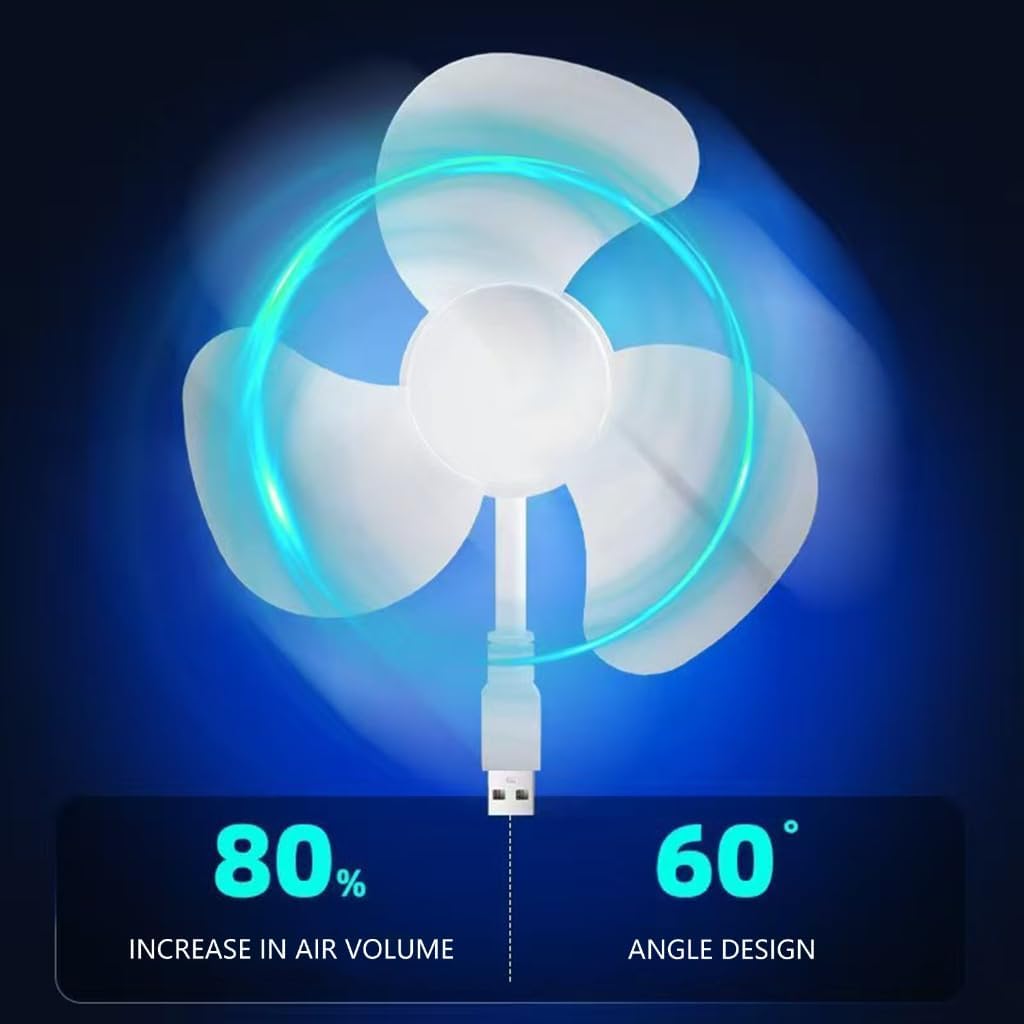 USB Desk Fan Adjustable Neck Quiet Motor for Home Office Outdoor Use Camping