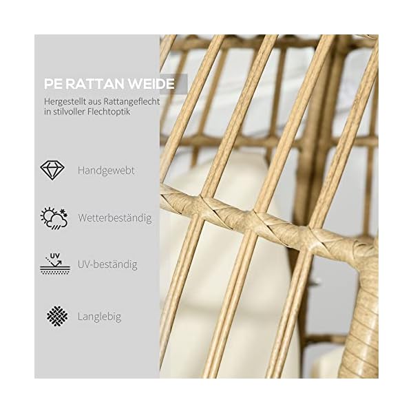Outsunny Rattansessel in Korbform Khaki