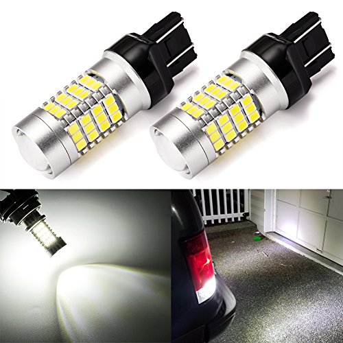 ENDPAGE 7443 7440 992 T20 LED Bulb 2-pack, Xenon White 6000K, Extremely Bright, 54-SMD with Projector Lens, 12-24V, Works as Back Up Reverse Lights, Brake Tail Lights, Turn Signal Blinkers