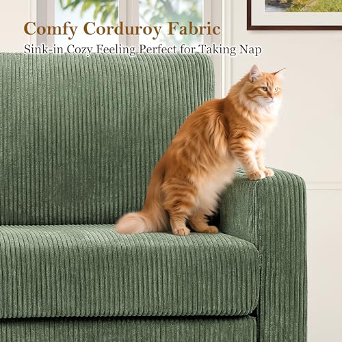 Image of Kidirect 70in Corduroy Couch, Sofas for Living Room No Tool Assembly, Comfy Couches for Living Room 21in Deep Seats, Oversized Loveseat Sofa with 2 Pillows, 3 Seater Couch for Bedroom, Oliver Sofa