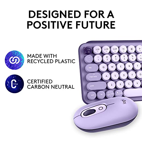 Image of Logitech POP Keys + POP Mouse - Wireless Keyboard and Bluetooth Mouse Combo with Typewriter-Style Mechanical Keys, Emoji Features, Cute Compact Design - Cosmos