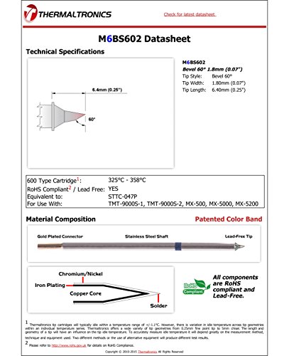 Image of Thermaltronics M6BS602 Bevel 60deg 1.8mm (0.07in) interchangeable for Metcal STTC-047P