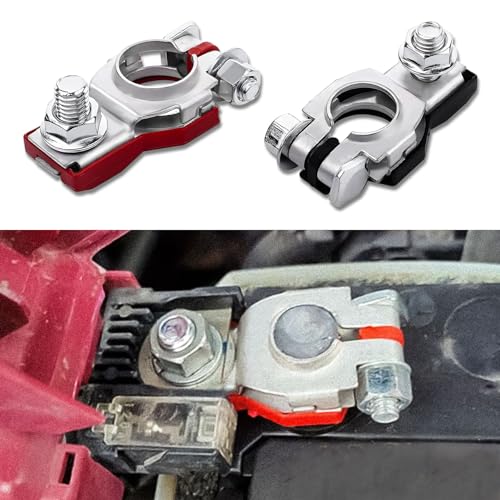 2PCS Battery Terminal Connector, Positive & Negative Auto Battery Cable Terminal Top Post With Plastic Bottoms, 243407F000 243407F001 Car Accessories Top Post Batteries Connectors for Nissan (2PCS)