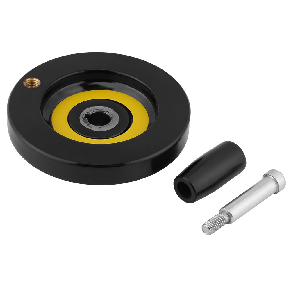 Revolving Handle Hand Wheel, 1 pcs Black Lathe Milling Machine Rear Ripple Hand Wheel with Revolving Handle for Milling Machine Lathes Grinders(10 * 80mm)