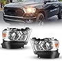 Nixon Offroad Headlights Assembly for 2019-2023 Dodge Ram 1500 Halogen Model Only, High Low Beam, Turn Signals, Amber Safety Reflector Ram Headlights Replacements, Driver & Passenger Sides (Chrome)