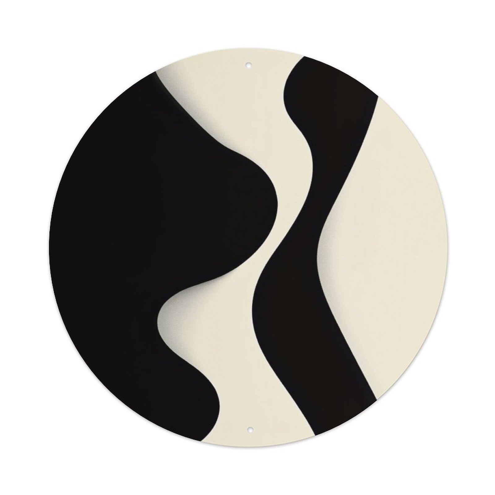 Abstract Wavy Black And Cream Pattern Metal Tin Sign Plaque