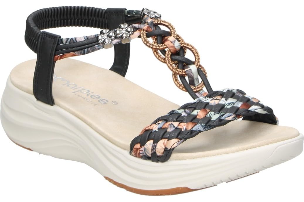 amarpies | Sandalias con Cuña Mujer – Sandalia con Plataforma con Abalorios – Sandalia de Verano sin Cierre – Slip On – Cuña Media y con Plataforma – Versátiles – Modelo ABZ30156