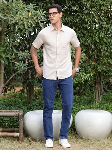Image of Thomas Scott Men's | Solid | Half Sleeve | Regular Fit | Premium Irish Linen | Spread Collar | Casual Shirt