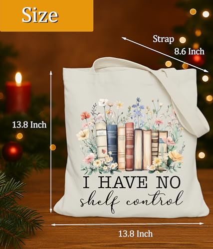 Image of Book Lovers Gifts Tote Bag for Bookish Readers, Aesthetic Book Tote Bag for Librarian, Medium Size with Inner Pocket