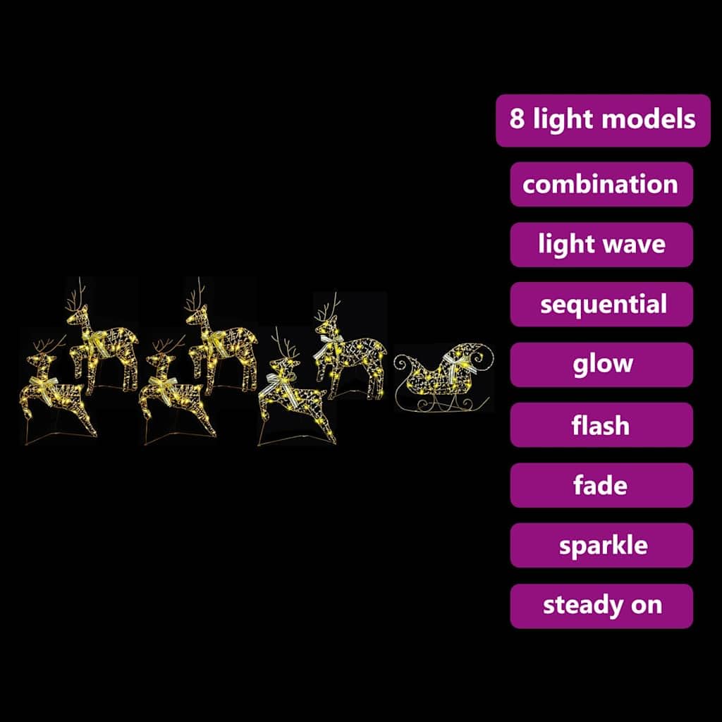 vidaXL LED Rentiere mit 40 LEDs 7 pcs Gold PET, Wohnzimmer, Art Deco Weihnachtsdeko, LED Rentier Ornament, festliche Lichter, Innendekoration