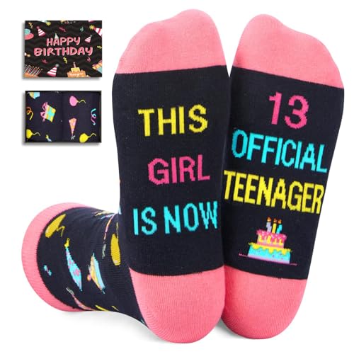 HAPPYPOP 13th Birthday Gift Ideas Socks - 13 Year Old Birthday Presents for Girls Official Teenagers