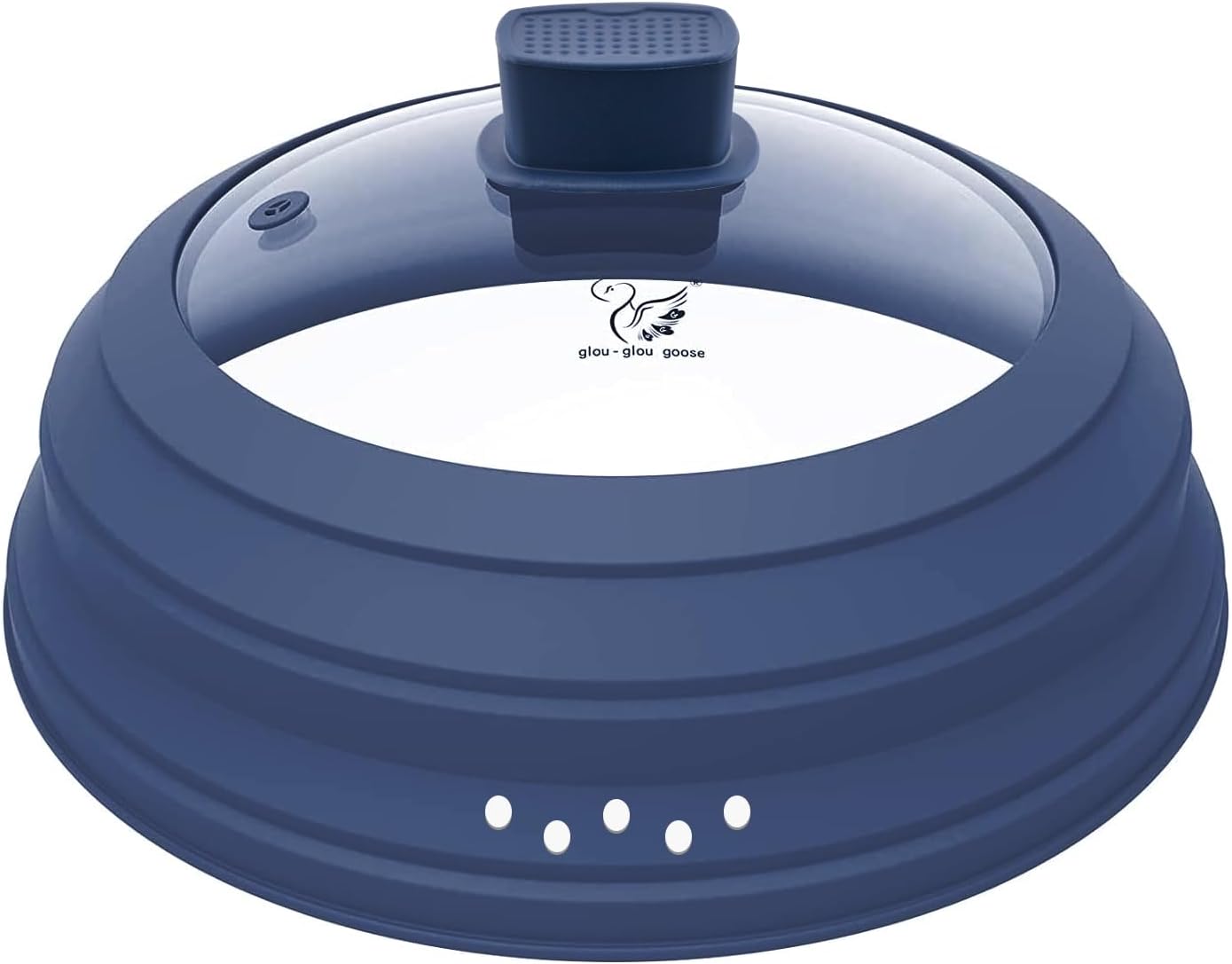 Cubierta protectora de vidrio para microondas con silicona plegable para placa de olla de alimentos, 9.8 pulgadas, azul oscuro