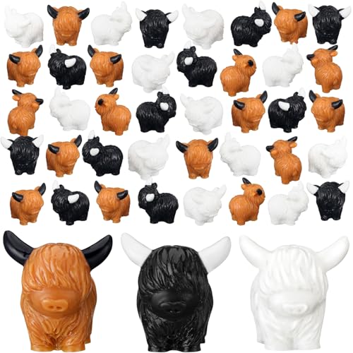 60 Figuras Mini Vaca Highland de Resina