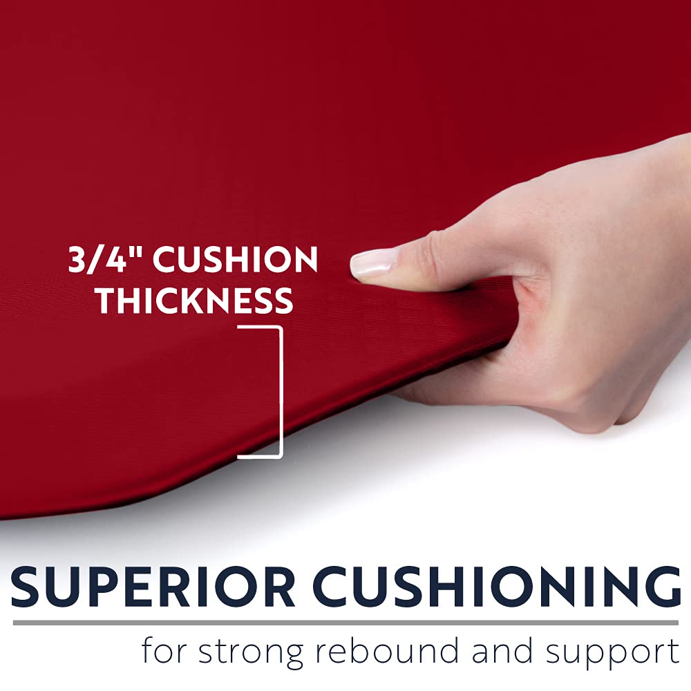 KANGAROO Tapete grueso y ergonómico antifatiga acolchado para cocina y escritorio de pie, parte superior impermeable resistente a los arañazos, apoyo cómodo durante todo el día, 39 x 20 pulgadas, rojo