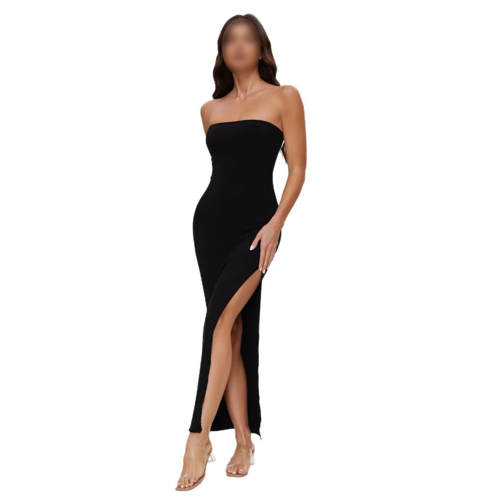 HLTYGWX Vestido Moldeador para Mujer, Vestido sin Tirantes con Abertura Lateral