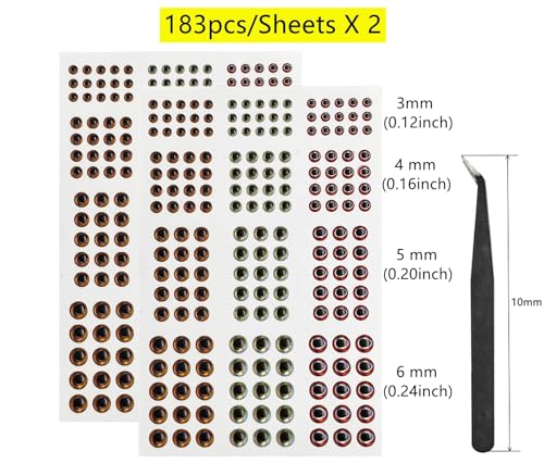 image for Mimilure 2D/3D/4D/5D Fishing Eyes Oval Pupil Fishing Lure Eye for Maki