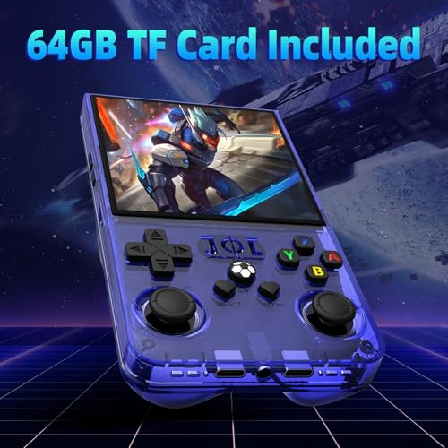 Image of R36MAX Retro Handheld Game Console,4.0 Inch Retro Gaming Console with 64GB Memory,Support 30+ Emulators,Open Source Linux System Hand Held Game Console,4000mAh Battery(Blue)