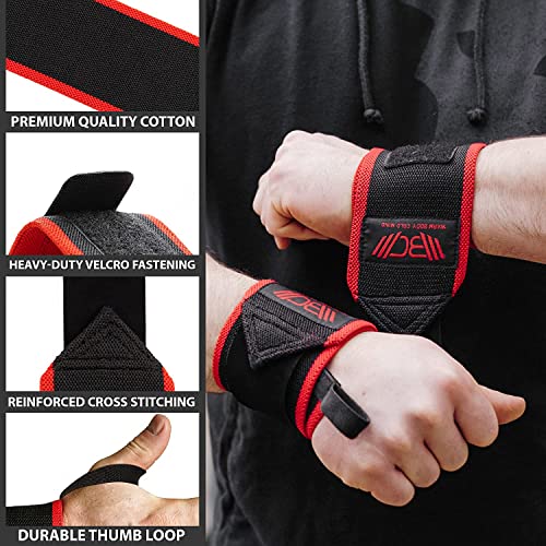 Warm Body Cold Mind - Premium Velcro Weight Lifting Wrist Wraps For Crossfit, Powerlifting, Deadlift, Gym, Workout, Exercises & Fitness, Heavy-Duty Wrist Support With Thumb Loop (18") #TOP2