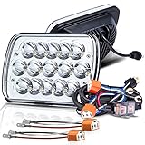 LedNenon H6054 5x7 7x6In LED Headlights Dot Approved with H4 Relay Wiring Harness Kit H4 Sockets Rec