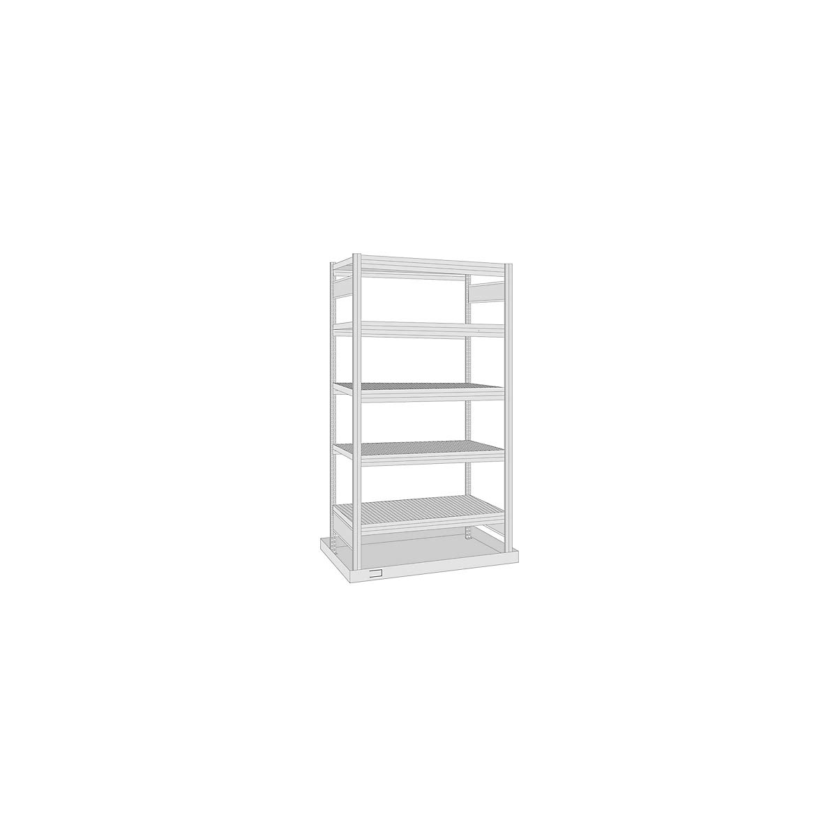 BERT-Umweltregal Grundfeld Gitterroste u. Bodenwanne verzinkt HxBxT 2000x1005x600mm