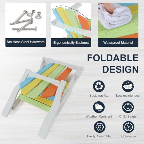 Folding-Mini-Plastic-Adirondack-Chair-Outdoor-Comfortable-Adirondack-Chairs-Weather-Resistant-Patio-Folding-Seating-for-Patio-Porch-Deck-Pool-Garden-Backyard-Rainbow Folding Mini Plastic Adirondack Chair Outdoor Comfortable Adirondack Chairs Weather Resistant Patio Folding Seating for Patio Porch Deck Pool Garden Backyard Rainbow