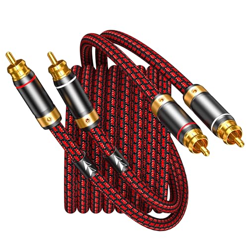 Image of Audiophiles RCA /Phono Cable 2 RCA Male to 2 RCA Male HiFi System Interconnect Cable Braided for Home Cinema Subwoofer Amplifiers Blu-ray (Straight to Straight, 2.5ft /0.75m)