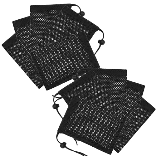 Sac à linge en nylon épais noir avec cordon de serrage pour machine | Lot de 10