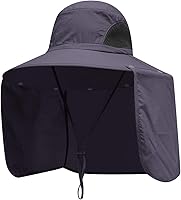 Vista 10 de Sombreros de protección solar para exteriores, gorra de pesca con solapa para el cuello, sombrero de ala grande para exteriores