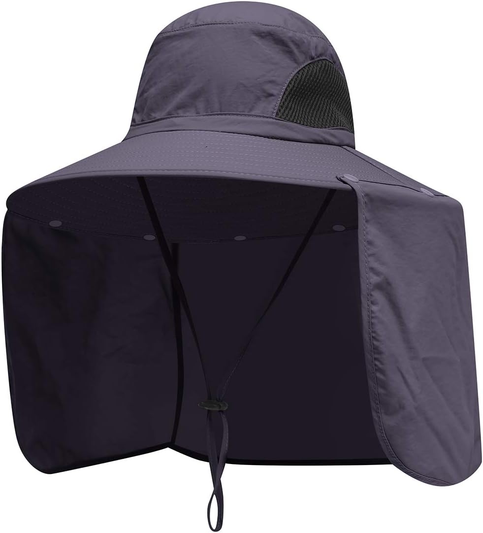 YR.LoverSun Blocker Hats Outdoor Sun Protection Fishing Cap with Neck Flap Large Brim Outdoor Hat