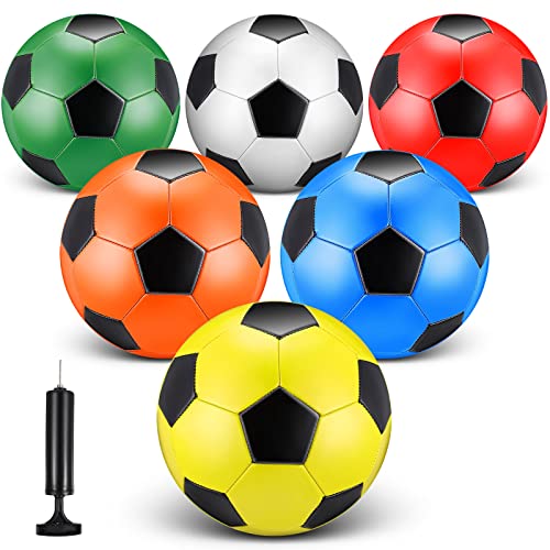 Deekin 6 Pcs Soccer Ball With Pump Official Size 3 Size 4 Size 5 Size Outside Sport Soccer Ball Machine Stitched Ball For Game Training Practice (Size 5) #TOP11