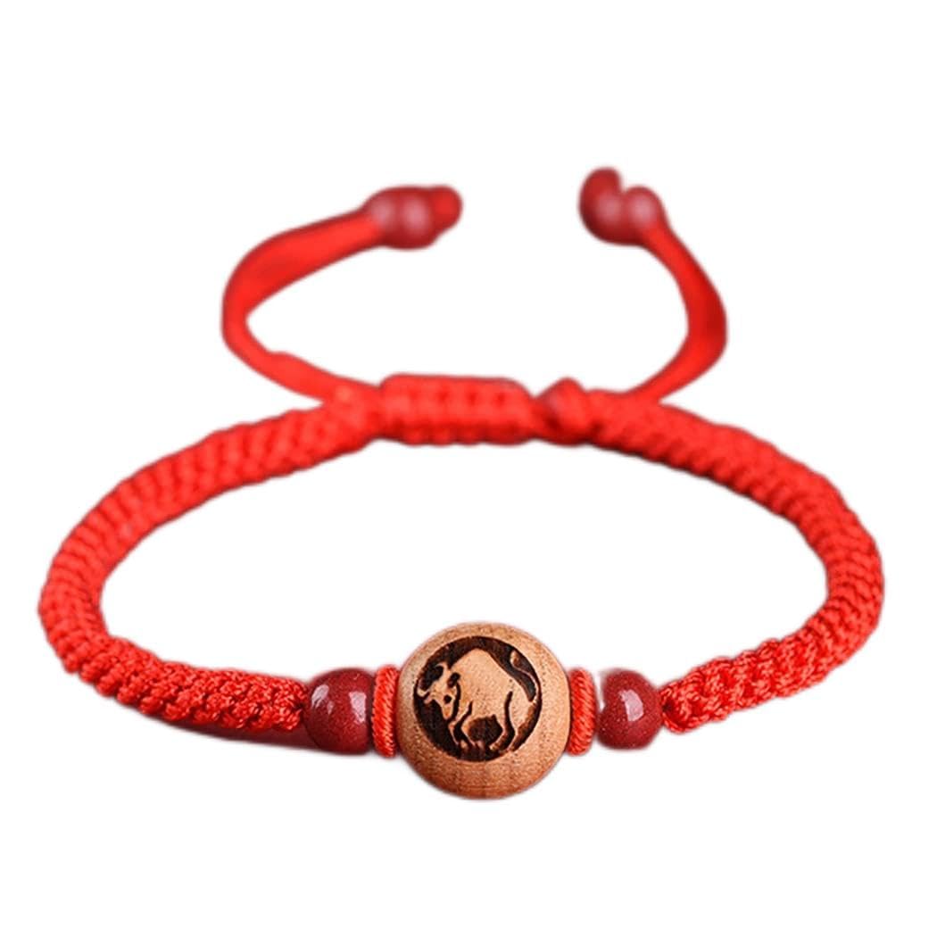 Pulsera Feng Shui, Riqueza, Piedra Cinabrio, Encanto Animal del Zodíaco Chino, Pulsera de Cristal de Chakra de Hilo Rojo, Amuleto de Buena Suerte