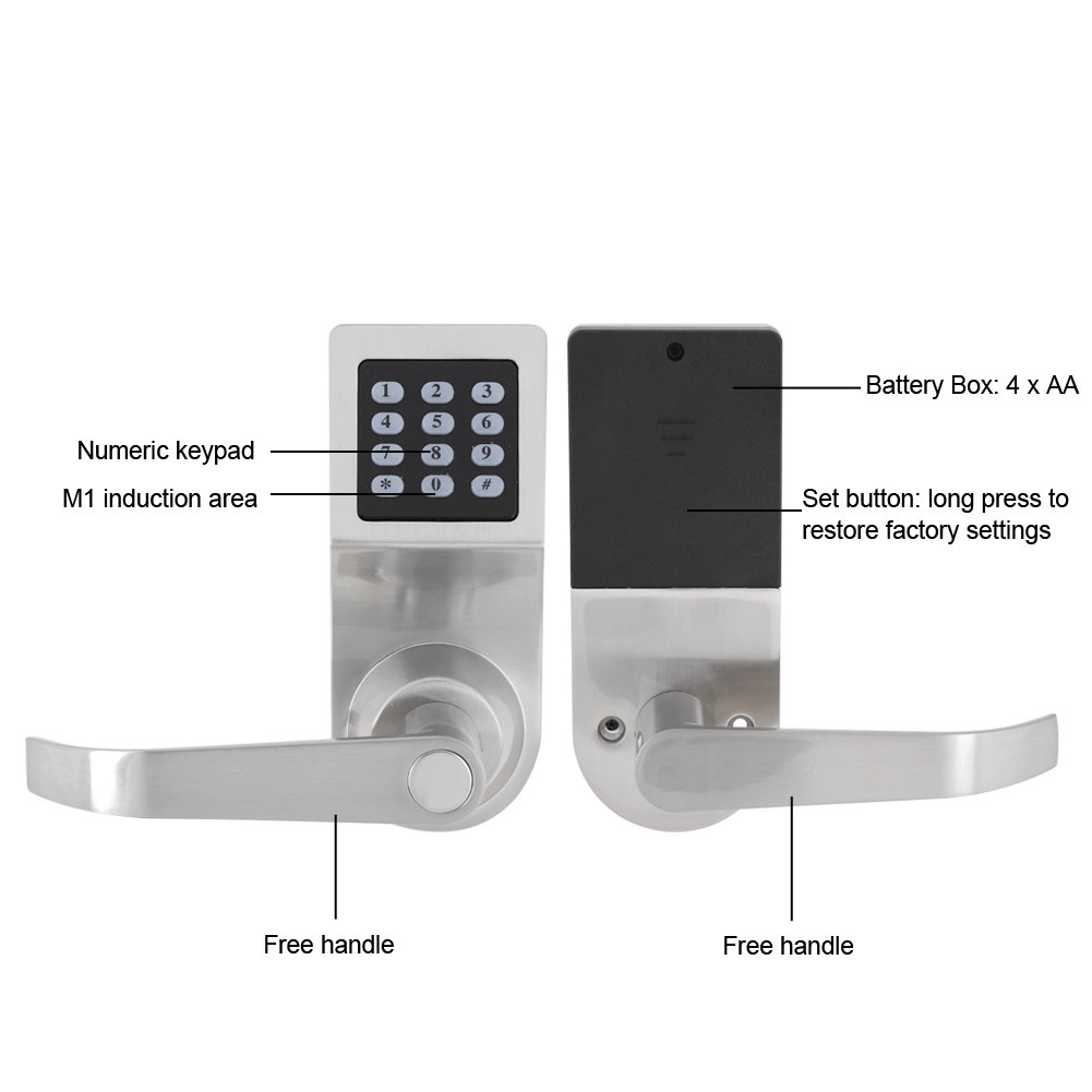 Cerradura de seguridad 4 en 1 con código digital electrónico para inducción, para casa, oficina, hotel, apartamento, restaurante, con tarjeta TM, contraseña + llave de máquina + mando a distancia