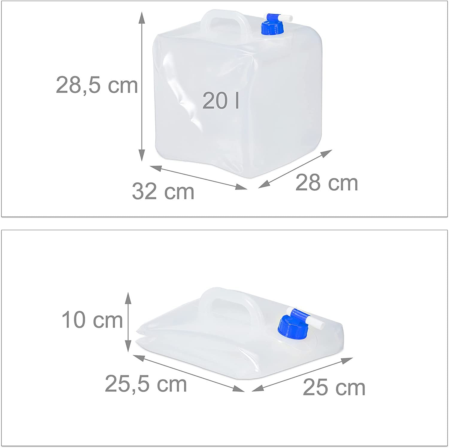 10L Faltbarer Wasserkanister, Trinkwasserkanister Wasserbehälter, Wasserkanister mit Hahn, Versiegeltem Deckel und Tragegriff, Wiederverwendbar Geeignet Outdoor, Camping Weithalskanister Wassersack