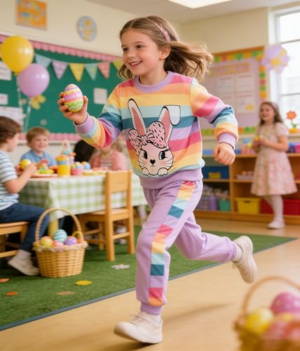Image of Little Girls 2 Piece Outfits Ruffle Sleeve Unicorn Sweatshirts Top and Leggings Set School Outfits Kids Clothing Set