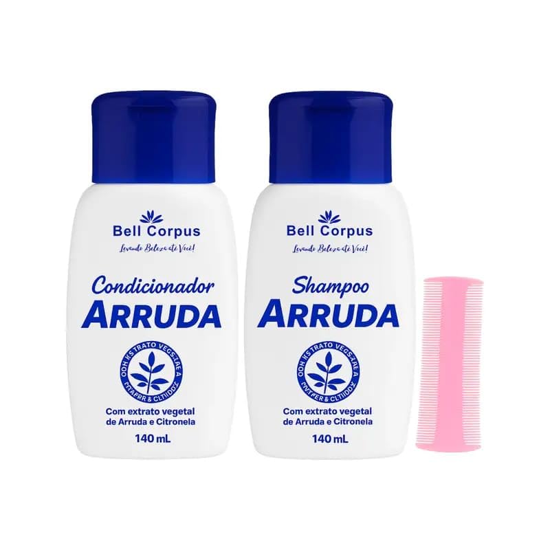 Kit Mata Piolho com Shampoo de Arruda e Citronela Condicionador + Pente Fino - 3 Itens