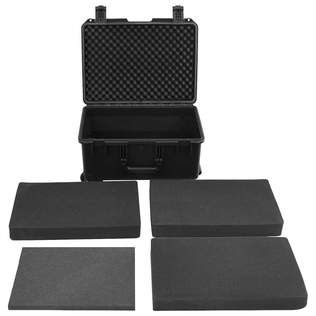 Maletín rígido portátil para cámara de viaje en avión, color negro, 54 x 41,5 x 29 cm, polipropileno, funda para cámara con inserciones de espuma para equipo fotográfico, objetivo y accesorios
