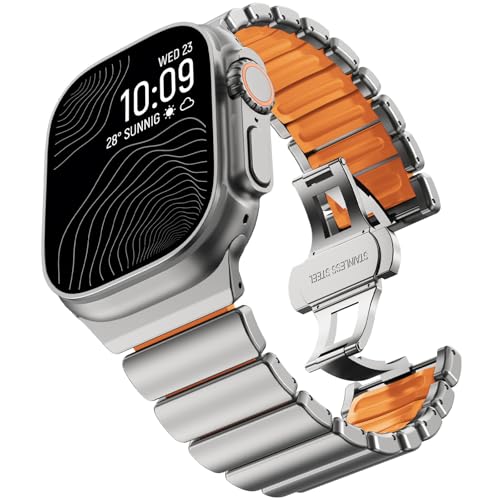 CHANCHY Titanium Band Compatible with Apple Watch Ultra 3/2/1 Band 49mm 46mm 45mm 44mm 42mm Luxury Band Titanium Silicone Dual-Layer Link for Men iWatch Series 11 10 9 8 7 6 5 4 SE