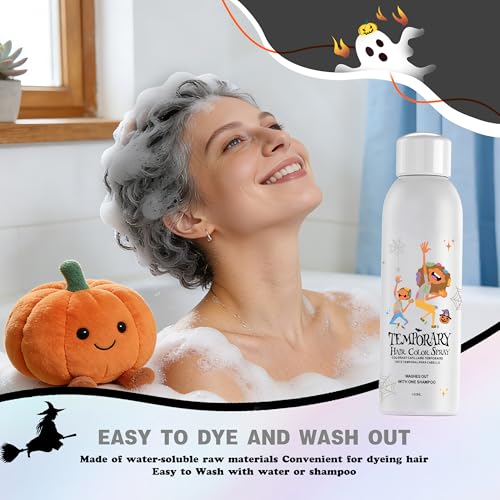 Image of Black Temporary Hair Color Spray for Women Men, Instant Colored Hair Dye Alternative for Teens, Disposable Washable, Quick Styling for Party Cosplay Christmas Halloween, 150ml