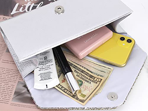 Image of Queena Womens Shiny Glitter Evening Clutch Envelope Handbag Chain Purse for Wedding Party Prom Gift for Mom Wife Girlfriend