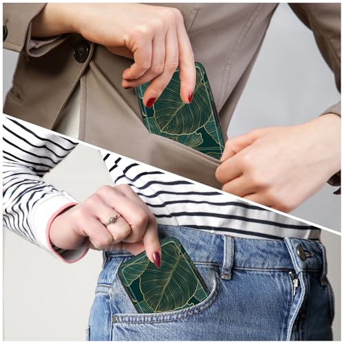 Image of Credit Card Holder, Mini Aluminum Card Wallet RFID Blocking Slim Metal Hard Card Case for Women Men, Palm Texture
