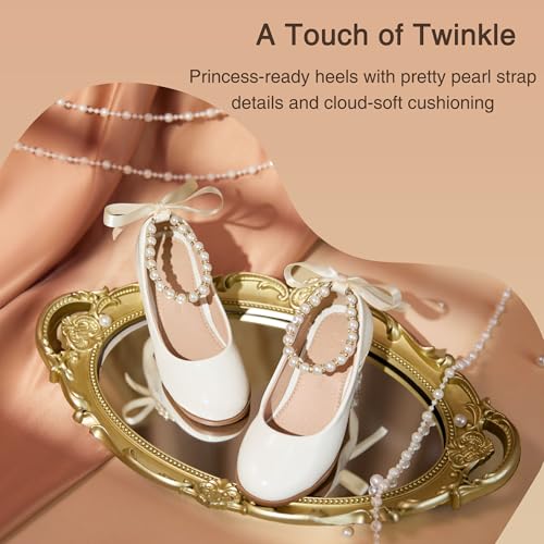 Image of THEE BRON Girls Low Heel Dress Shoes Mary Jane Party Wedding Flower Girl Pumps