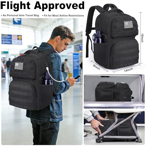 MOZETO Laptop Backpack, 17 Inch Tactical Inspired Utility Large Laptop Backpacks for Men with USB Charger Port 18x14x8 Flight Approved Personal ltem Travel Bag Computer Bag - Image 3