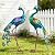chisheen Metal Peacock Statue Garden Decor Yard Art Decoration Outdoor Sculpture,Set of 2,Housewarming Birthday for Women Mom
