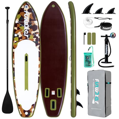 FunWater Inflatable Stand Up Paddle Board with Premium SUP Paddleboard Accessories, Anti-Slip EVA Deck, 11'/10'6''/7'11" Paddle Boards for Adults & Youth of All Skill Levels