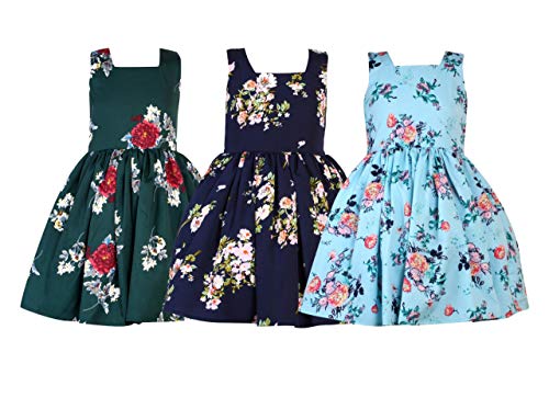 Image of Girls Skater Printed Poly Crepe Dress | Round Neck Sleeveless Mini /Midi Knee Length Casual Dress