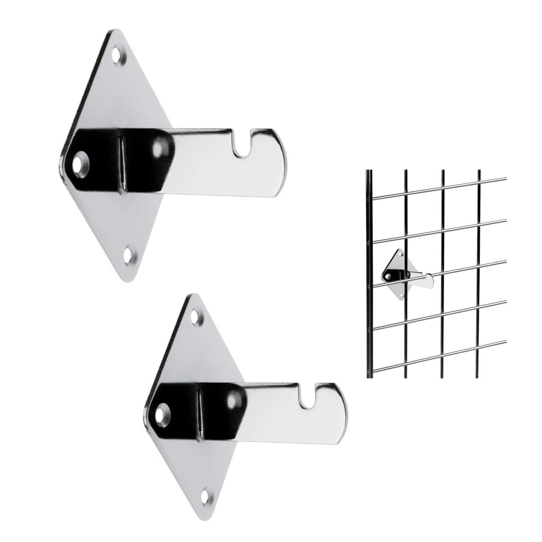 Msf Gridwall/Grid Wall Mesh Chrome Shop Display Panel - Accessory: Wall Bracket (1, 2, 4) (4, Wall Bracket Mesh)